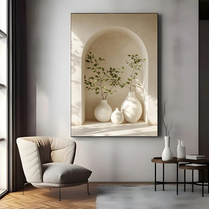 Centerpiece Vase Tall - Grote frameloze canvas kunstprint met modern