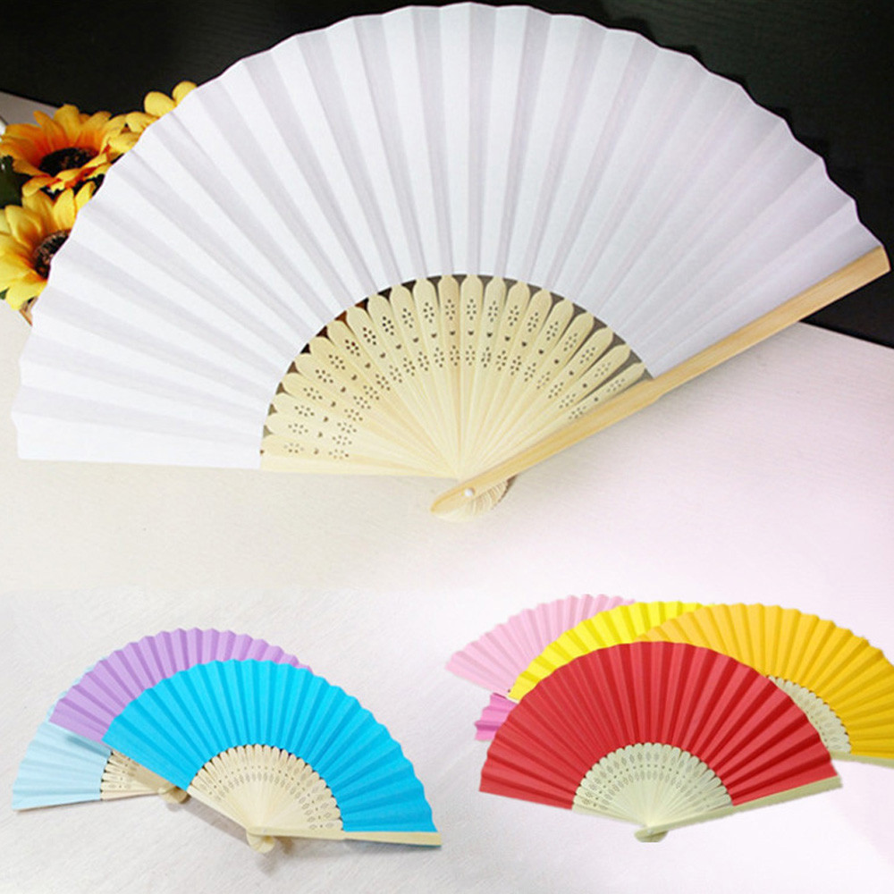 Wedding Supply List - Handventilator Pocket Vouwventilator Effen Kleur Bamboe