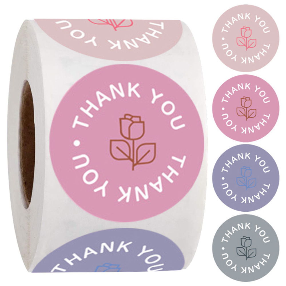 Wedding Supply Business - Zelfklevende bloemige bedankstickers, ronde etiketten voor