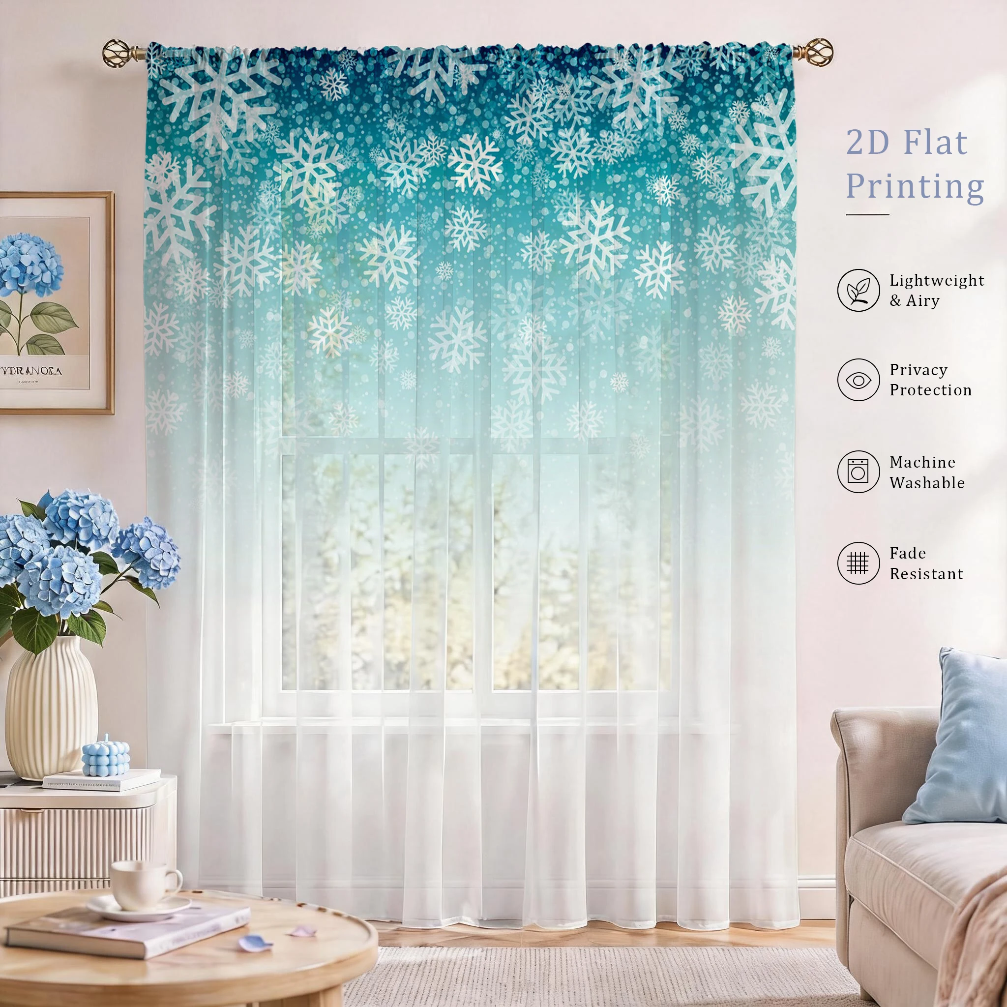 Good Floral & Wedding Decor Supply - Floral Gradient Sheer Curtain, goede kwaliteit