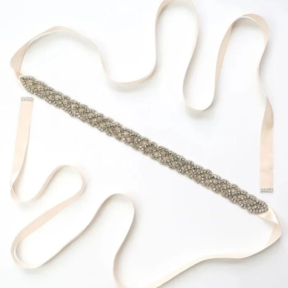 Bridal Sash Ribbon - Accessoires voor bruidsmeisjesjurken: waterdiamant tailleband met