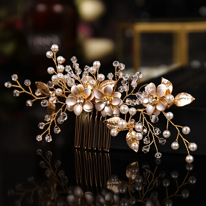 Wedding Supply Store - Handgemaakte Gouden Kleur Bloem Haar Kam