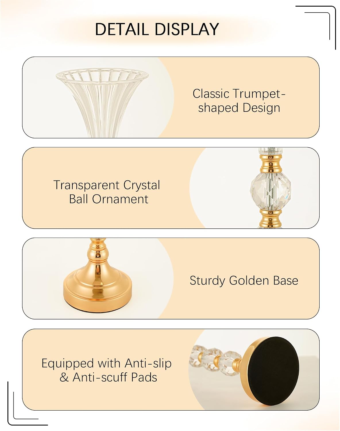 Set van 3 gouden acryl trompet - Centerpiece Vase Tall recensie en prijs